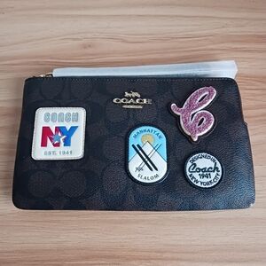 Coach Dark Brown & Black Multi Wristlet with Patches